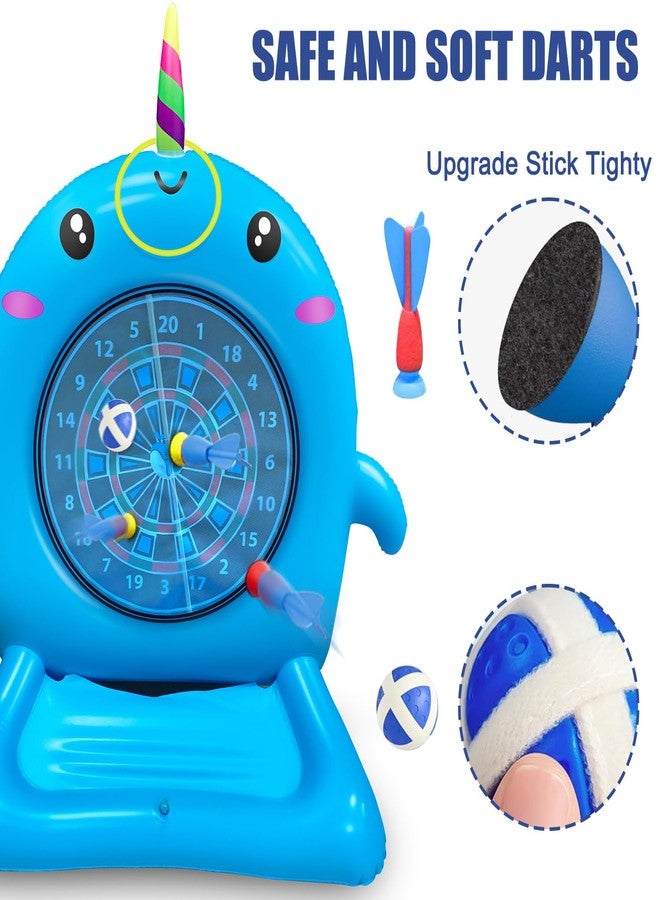 Dollox Kids Swimming Pool Toys - 45" Large Inflatable Floating Dart Board Water Game, Cute Dolphin Inflatable Toys for Indoor & Outdoor Play, Fun Summer Family Party Gift for 3+ Years Old - Image 3