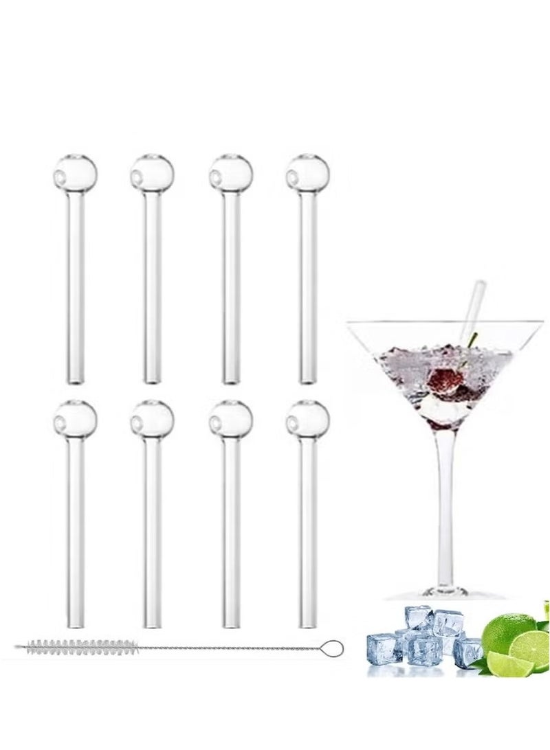 Valshar 8 PCS clear glass straws, 4 inches long - shatterproof, heat-resistant, can be washed repeatedly, suitable for cocktails/juice/coffee/smoothies/hot drinks, a must-have for drinks!  - Image 1