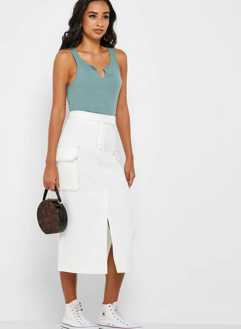 TOPSHOP Notch Neck Ribbed Cropped Tank Top