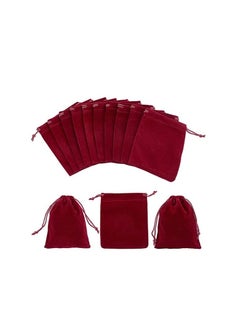 MARKQ Velvet Gift Bags 9 x 12 cm Drawstring jewelry pouches for Candy Wedding Party Favor Bags Maroon 12 Bags  - Image 1