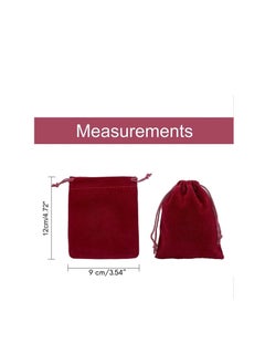 MARKQ Velvet Gift Bags 9 x 12 cm Drawstring jewelry pouches for Candy Wedding Party Favor Bags Maroon 12 Bags  - Image 2