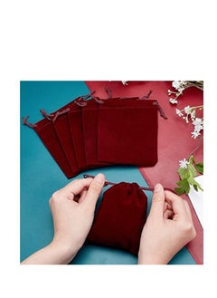MARKQ Velvet Gift Bags 9 x 12 cm Drawstring jewelry pouches for Candy Wedding Party Favor Bags Maroon 12 Bags  - Image 3