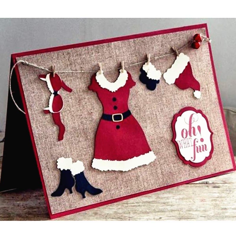 ABTOLS Metal Christmas Woman Santa Claus Dress Cutting Dies,Dress Skirt Die Cuts Embossing Stencils Template Mould for DIY Scrapbooking Album Decorative Paper Dies Card Making - Image 5