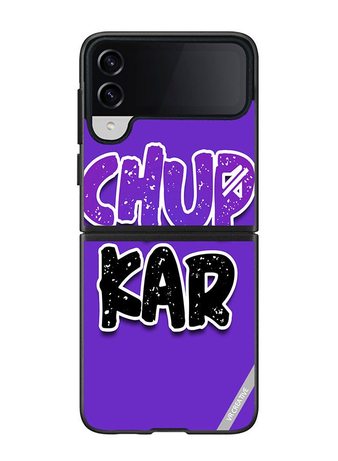 VR CREATIVE Protective Case Cover For Samsung Galaxy Z Flip4 Chup Karo Hindi Quote Design Multicolour - Image 1