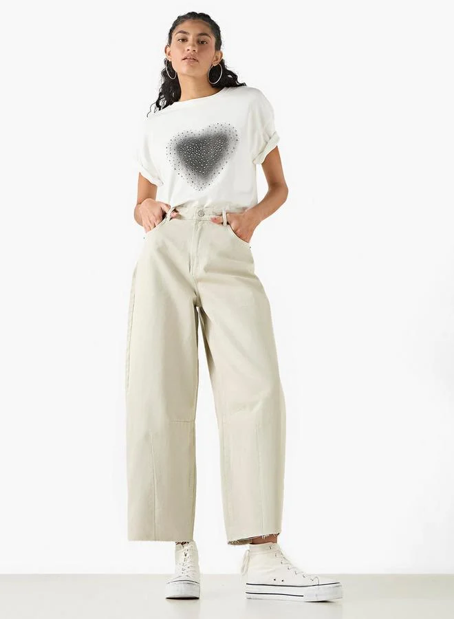 لي كوبر بنطلون جينز سادة بخصر مرتفع وحوّاف ممزّقة من لي كوبر