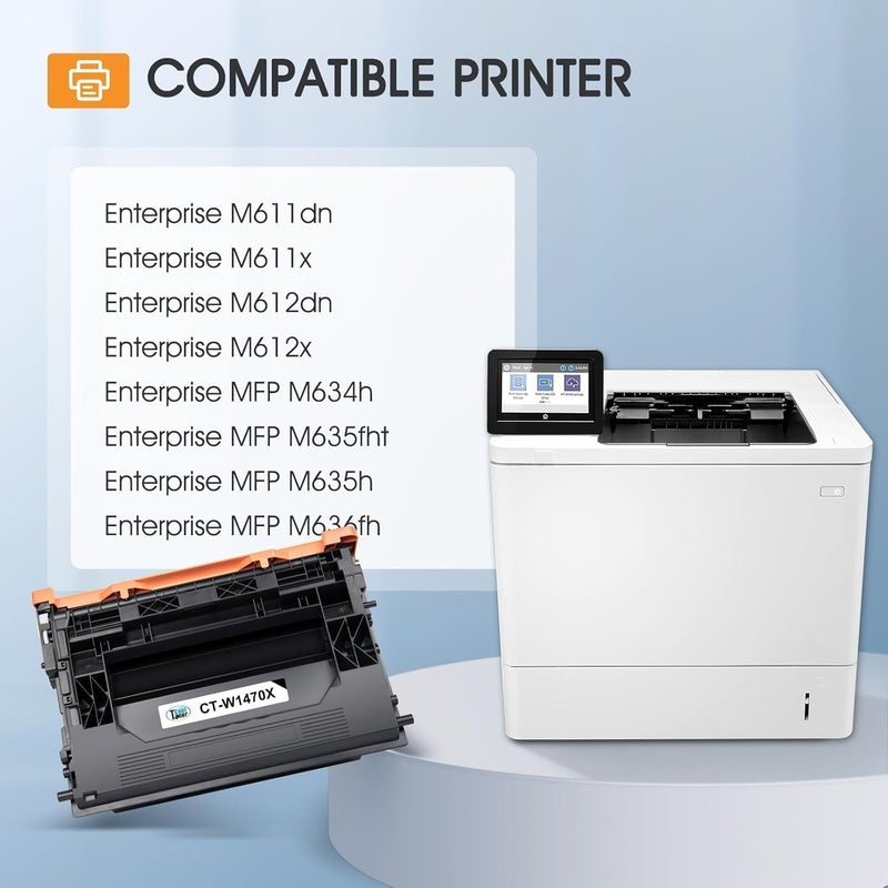 كول تونر خرطوشة حبر سوداء 147X 147A M612 M611 بديلة متوافقة مع HP 147X W1470X لطابعات HP LaserJet Enterprise M611dn M611x M612dn M612x MFP M634h M635fht M635h M636fh عالية الإنتاجية عبوة 1 - Image 2