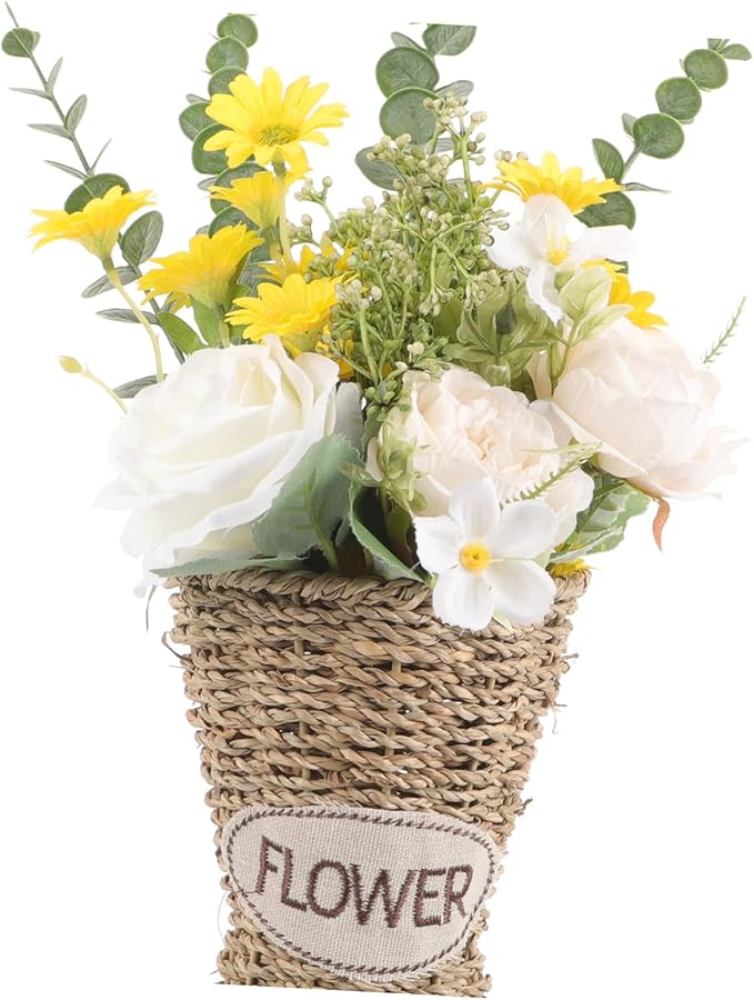 Handmade Woven Flower Basket Rustic Vase For Dried Floral Arrangements Home Decor - Image 3