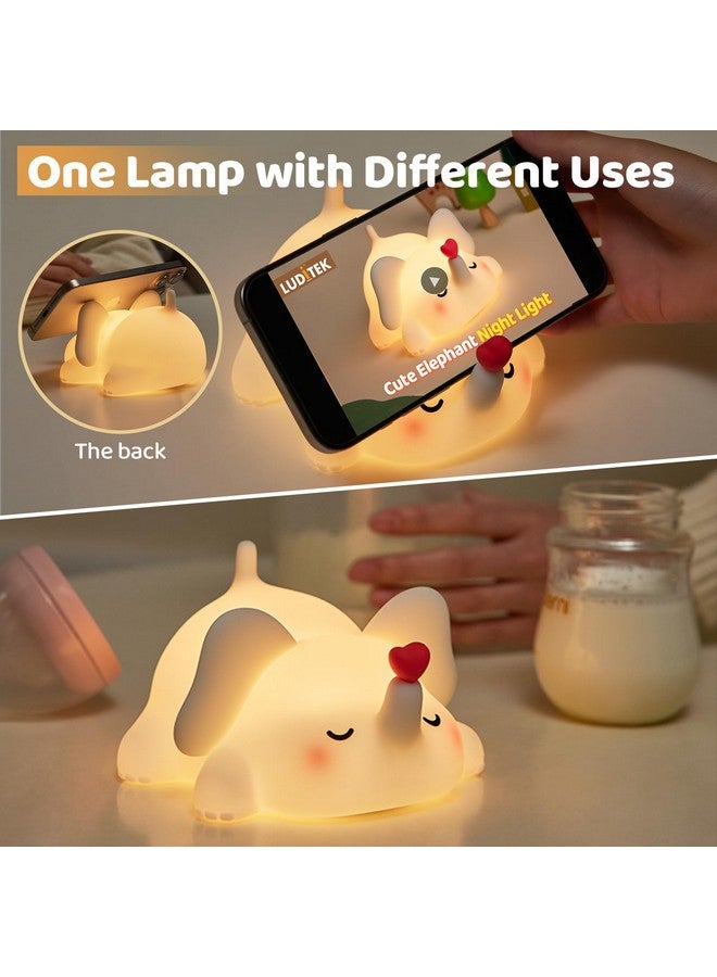 Luditek Luditek Sweet Heart Elephant Night Light, 3 Levels Brightness Silicone Rechargeable Touch Nursery Lamp, Decor for Bedroom Home Bedside, Elephant Gifts for Women Kids Baby Girls Birthday Mothers Day - Image 4