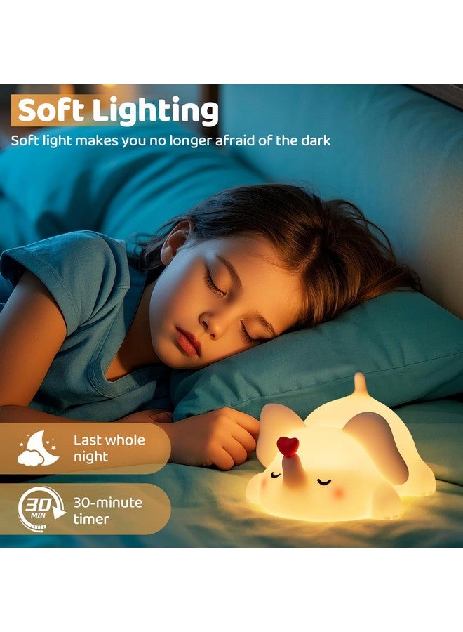 Luditek Luditek Sweet Heart Elephant Night Light, 3 Levels Brightness Silicone Rechargeable Touch Nursery Lamp, Decor for Bedroom Home Bedside, Elephant Gifts for Women Kids Baby Girls Birthday Mothers Day - Image 3