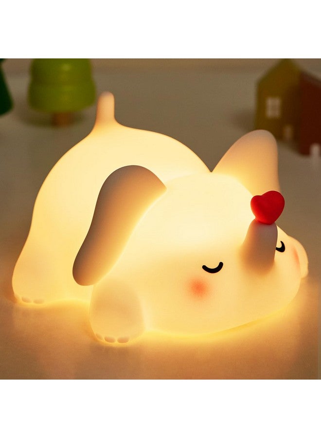 Luditek Luditek Sweet Heart Elephant Night Light, 3 Levels Brightness Silicone Rechargeable Touch Nursery Lamp, Decor for Bedroom Home Bedside, Elephant Gifts for Women Kids Baby Girls Birthday Mothers Day - Image 1