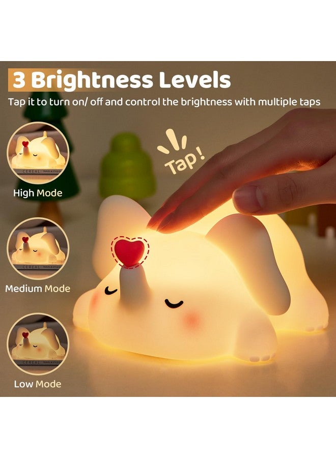 Luditek Luditek Sweet Heart Elephant Night Light, 3 Levels Brightness Silicone Rechargeable Touch Nursery Lamp, Decor for Bedroom Home Bedside, Elephant Gifts for Women Kids Baby Girls Birthday Mothers Day - Image 2