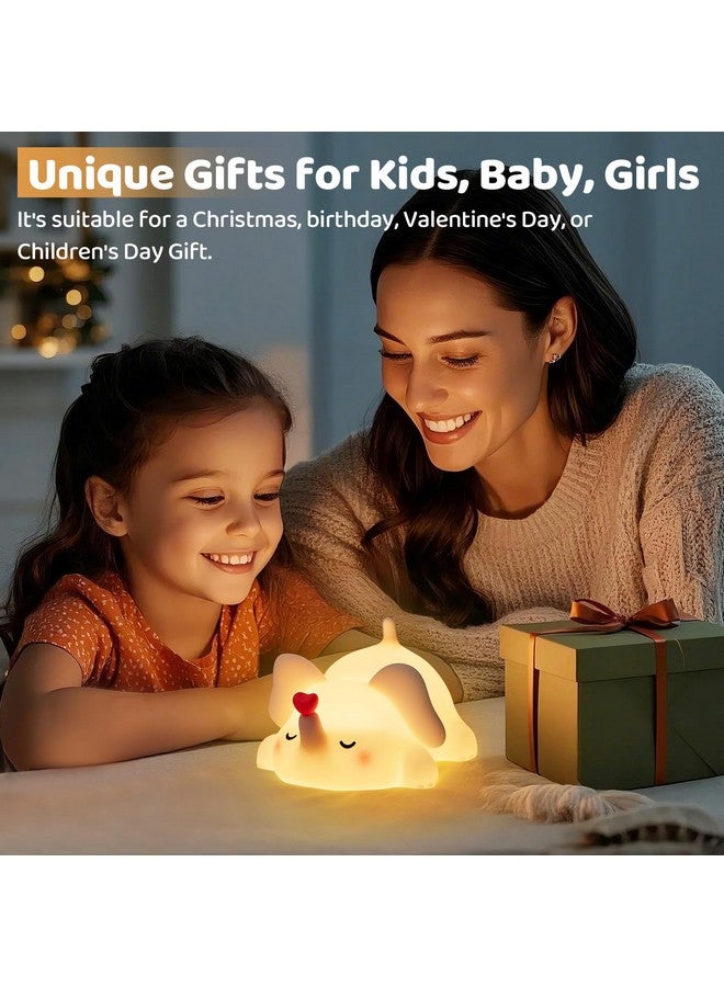Luditek Luditek Sweet Heart Elephant Night Light, 3 Levels Brightness Silicone Rechargeable Touch Nursery Lamp, Decor for Bedroom Home Bedside, Elephant Gifts for Women Kids Baby Girls Birthday Mothers Day - Image 5