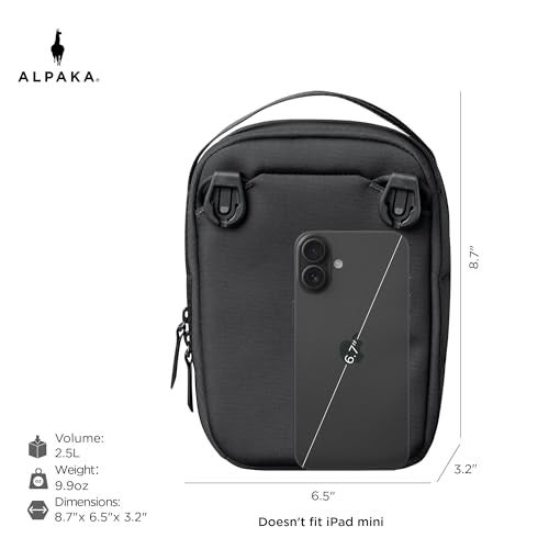 ALPAKA Metro Sling V2, RFID Blocking Small Crossbody Bag & Handle Carry Bag, Adjustable & Detachable Shoulder Strap Bag, Anti-theft, Weatherproof, YKK Zippers Axoflux 300D Daypack, Black - Image 5