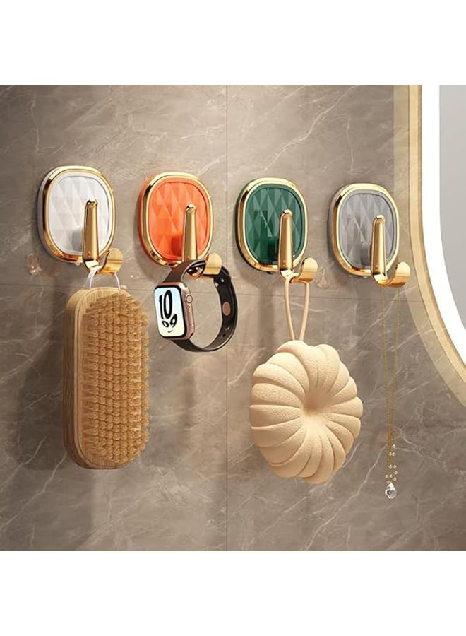 خطافات ذهبية لاصقة 8 قطع بدون حفر ولا تترك أثر خطافات بلاستيكية قوية للمطبخ - Image 4