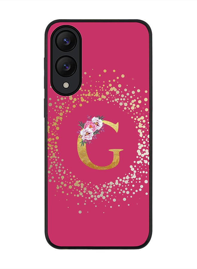 Stylizedd For Samsung Galaxy S25 Edge Case,Slim fit Camera Protection, Shockproof Thin Phone cover  - Custom Monogram Floral - G ( Deep Pink )