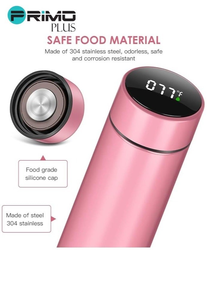 بريمو بلس زجاجة ذكية معزولة ومفرغة من الهواء وعازلة للحرارة ومزودة بشاشة LCD تعمل باللمس ومصنوعة من الستانلس ستيل وردي - Image 4