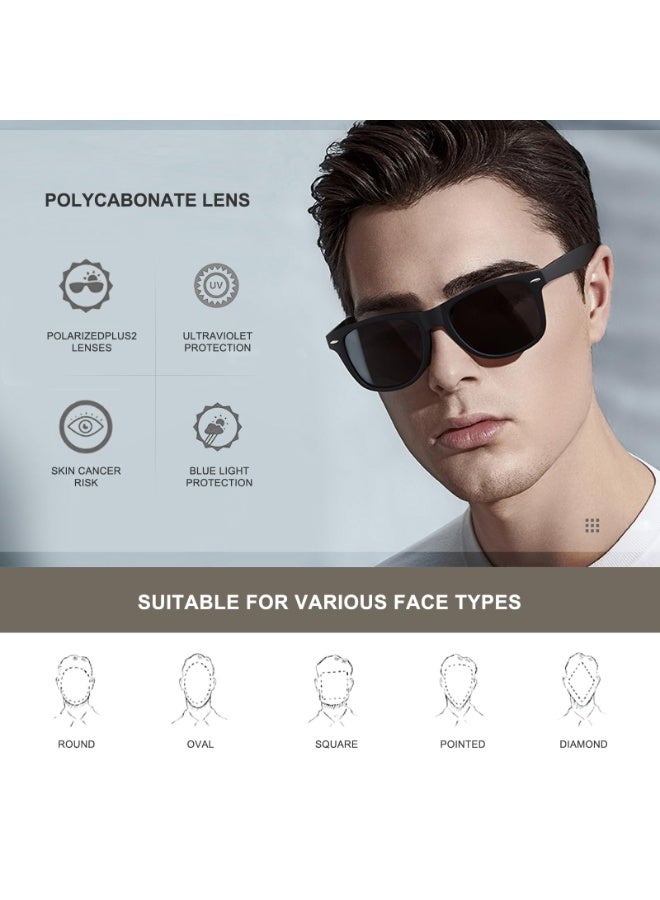 نظارات شمسية مستقطبة للرجال بنمط ريترو، نظارات شمسية بحماية UV400 – نظارات شمسية مستقطبة للرجال والنساء بإطار مربع خفيف الوزن للقيادة والركض والسفر والارتداء اليومي - view 3