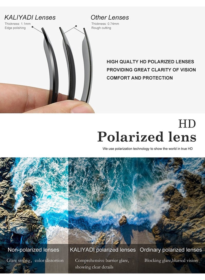 نظارات شمسية مستقطبة للرجال بنمط ريترو، نظارات شمسية بحماية UV400 – نظارات شمسية مستقطبة للرجال والنساء بإطار مربع خفيف الوزن للقيادة والركض والسفر والارتداء اليومي - view 4