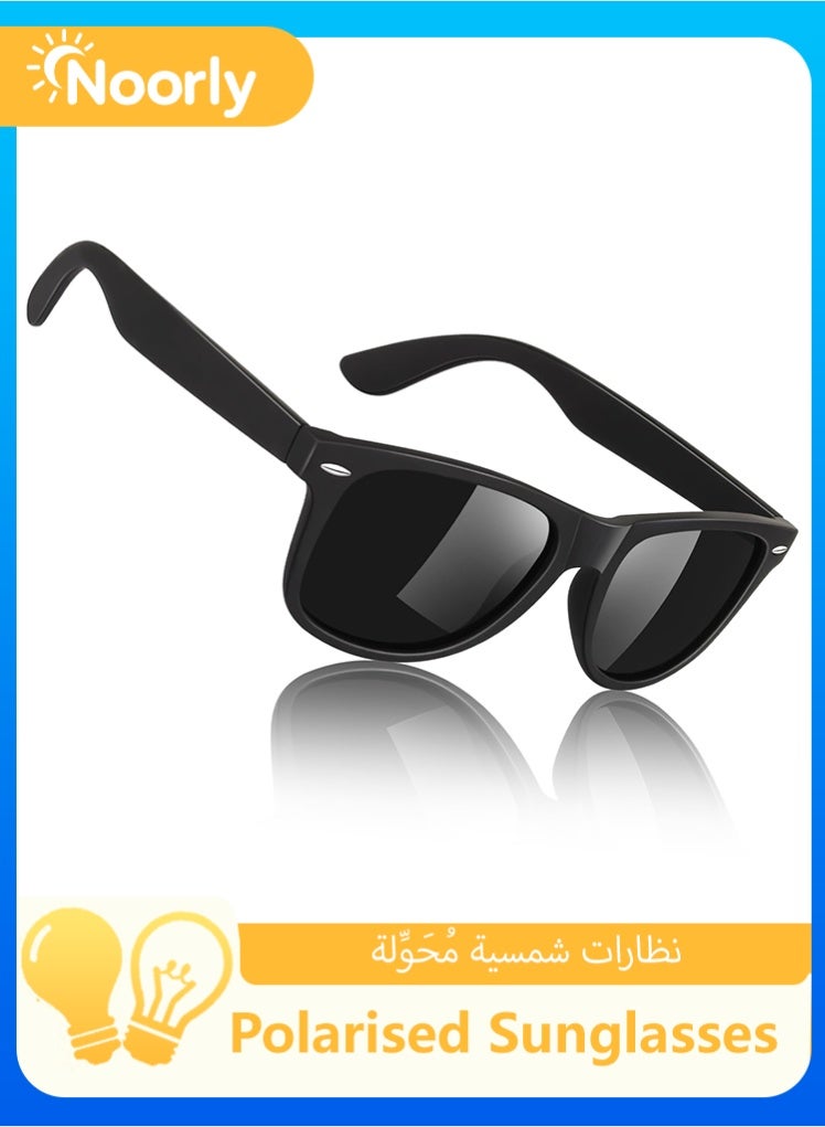 نورلي نظارات شمسية مستقطبة للرجال بنمط ريترو، نظارات شمسية بحماية UV400 – نظارات شمسية مستقطبة للرجال والنساء بإطار مربع خفيف الوزن للقيادة والركض والسفر والارتداء اليومي - Image 1