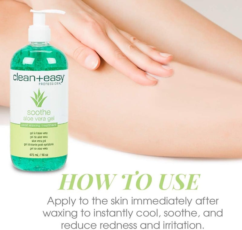 Clean + Easy Soothe Aloe Vera Gel - 16 oz Post Waxing Treatment - Image 3