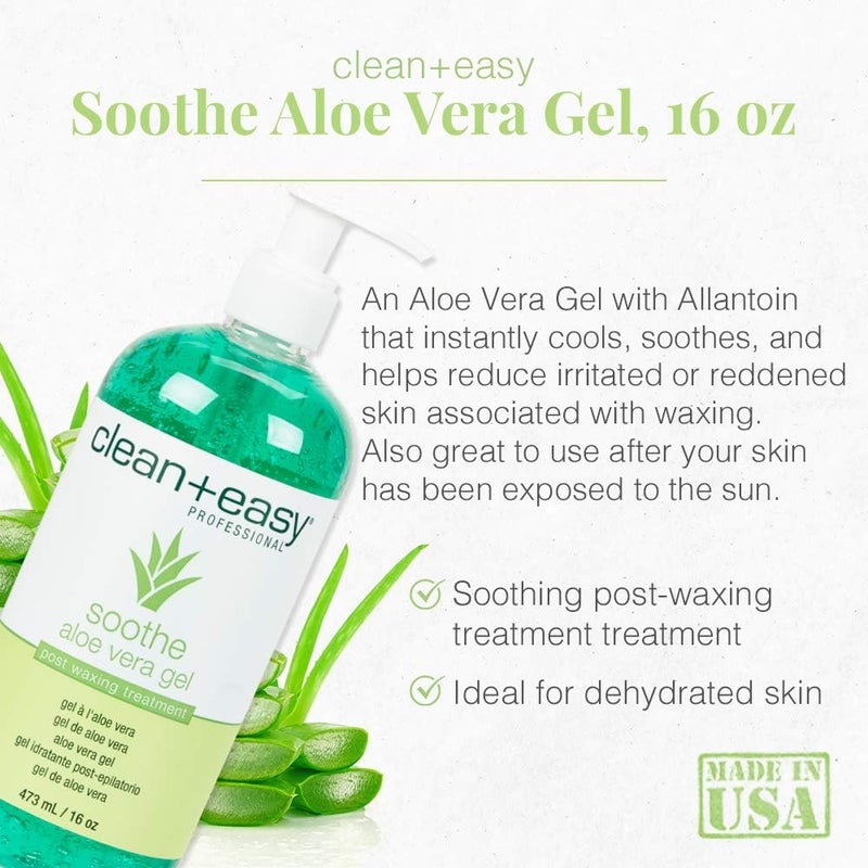 Clean + Easy Soothe Aloe Vera Gel - 16 oz Post Waxing Treatment - Image 2