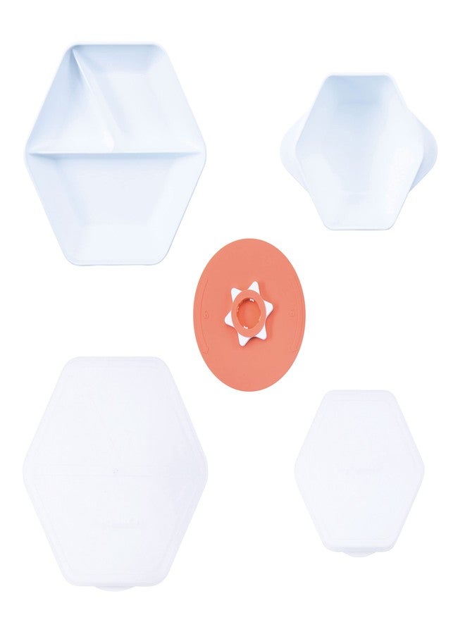 Tiny Twinkle Grow with Me Feeding Set - Baby Plates and Bowls Set with Interchangeable Suction Base & Clear Lid, Baby Led Weaning Supplies for 6 Months Onwards, Easy Clean Toddler Feeding Set (Coral) - Image 3