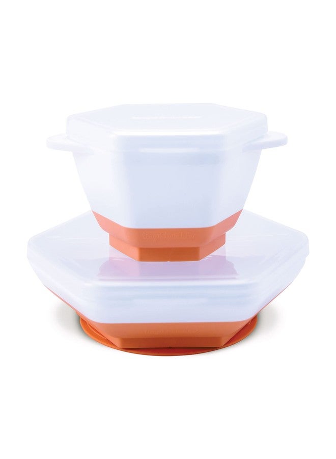 Tiny Twinkle Grow with Me Feeding Set - Baby Plates and Bowls Set with Interchangeable Suction Base & Clear Lid, Baby Led Weaning Supplies for 6 Months Onwards, Easy Clean Toddler Feeding Set (Coral) - Image 1