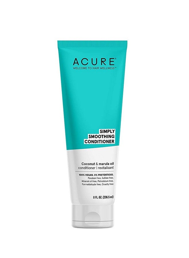 Acure Simply Smoothing Conditioner & Marula Oil ; 100% Vegan ; Performance Driven Hair Care ; Smooths & Reduces Frizz ; White/Blue Coconut Water 8 Fl.Oz - Image 1