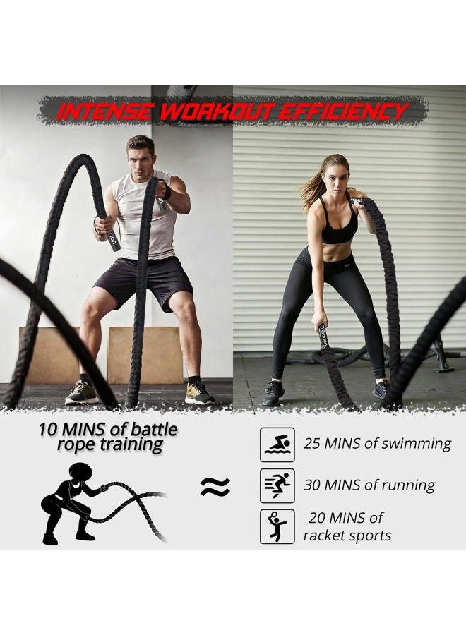 Triberion Battle Rope For Home Gym Workout - 1.5 Inch 30ft Heavy Weighted Training Exercise Ropes Fitness Equipment With Sleeve And Anchor Strap Kit For Outdoor Working Out - Image 3