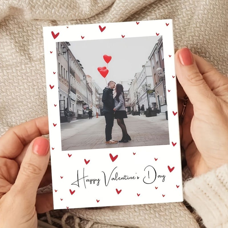 3 Pcs Orange Envelope Photo Cards With Personalized Upload Text And Images For Weddings Engagements Anniversaries Valentine Love Greeting Thank You Cards - Image 3