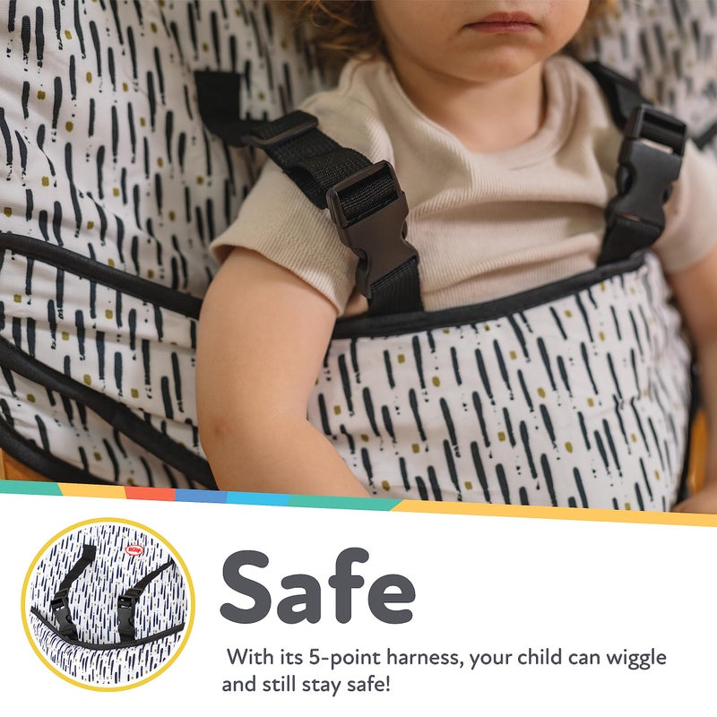 Nuby On The Go Toddler Portable Travel Chair for Babies and Toddlers - 5 Point Safety Adjustable Straps - 6+ Months - Folds into a Storage Bag, Brush Strokes - Image 2