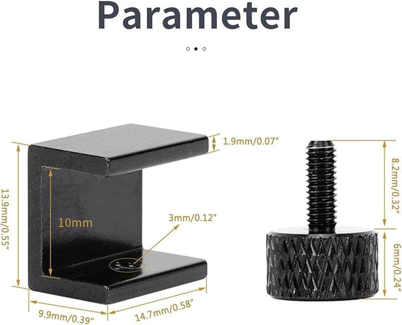 4 قطع من مشابك سرير التسخين الزجاجية من سبائك الألومنيوم قابلة للتعديل، مشابك سرير التسخين باللون الأسود - Image 4