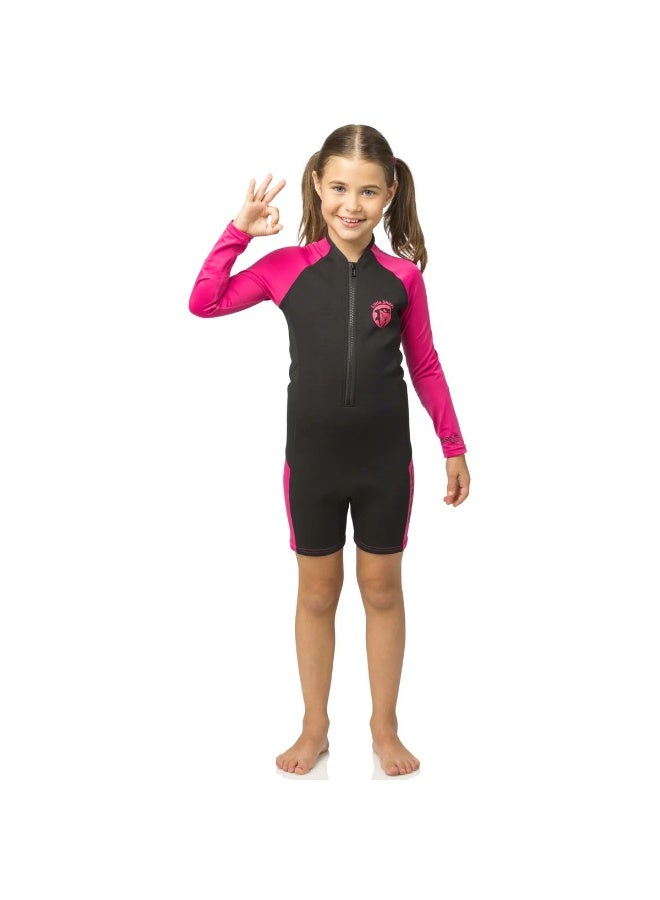 Cressi Little Shark Shorty Wetsuit Junior 2mm Black/Pink - Image 1
