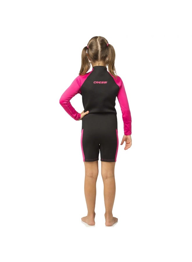 Cressi Little Shark Shorty Wetsuit Junior 2mm Black/Pink - Image 2