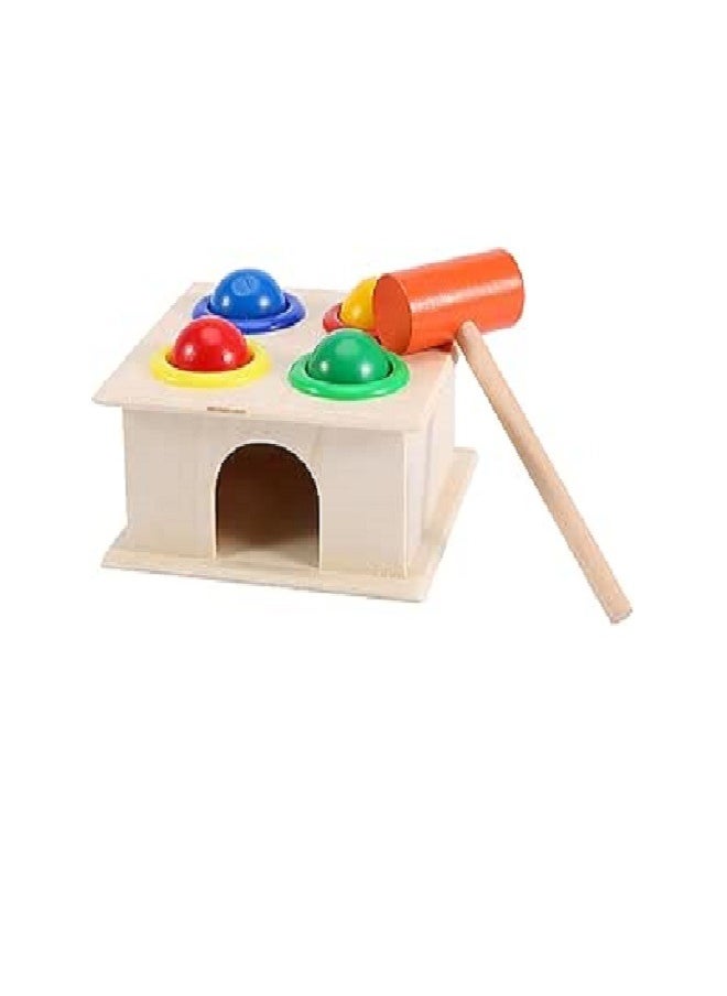 ماركة غير محددة Wooden Hammer Toy for Kids, Educational for Early Learning, Hammer Box and Trendy Balls, Handmade Safe and Durable Wood, for Kids Toys and Development  - Image 1