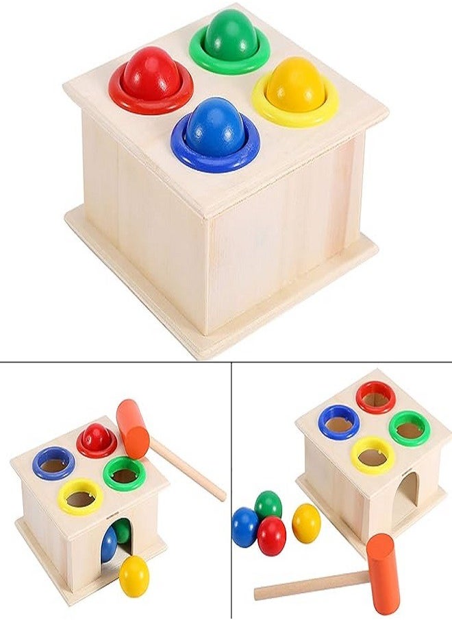 ماركة غير محددة Wooden Hammer Toy for Kids, Educational for Early Learning, Hammer Box and Trendy Balls, Handmade Safe and Durable Wood, for Kids Toys and Development  - Image 2