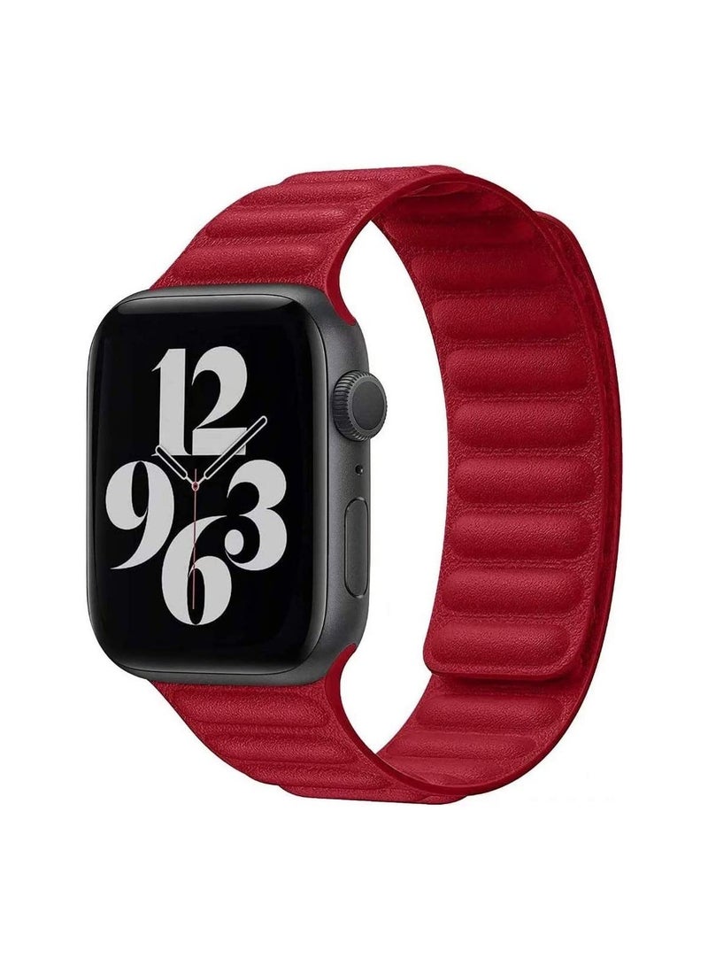 ELTRAZONE Adjustable Leather Loop Wristband with Strong Magnetic Closure for Apple Watch Series 1,2,3,4,5,6,SE 42/44mm - Image 1