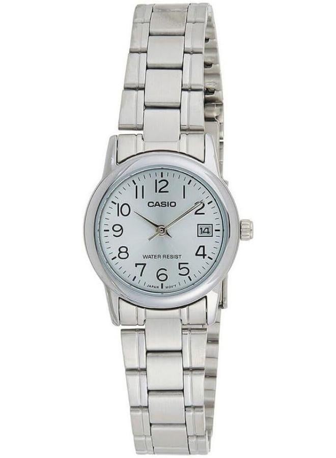 Casio Women'S Grey Dial Stainless Steel Band Watch  LTP-V002D-2BUDF, Analog - Image 1