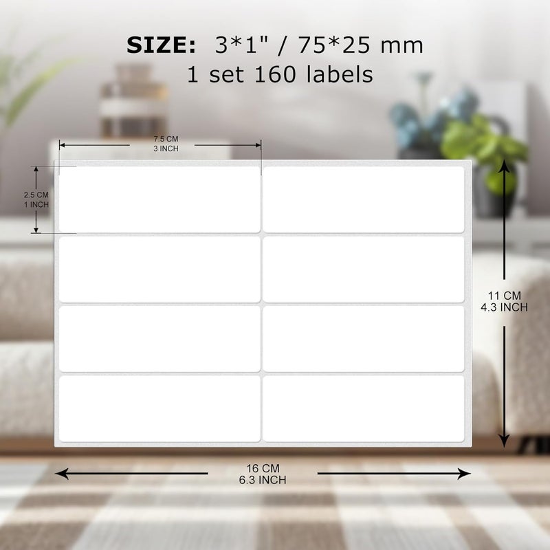 FINDAT White Rectangle Labels 3 x 1 Inch Color Coding Sticky Stickers Vinyl Waterproof Self-Adhesive Removable Name Tags for Office Home Business 160 Pack - Image 2