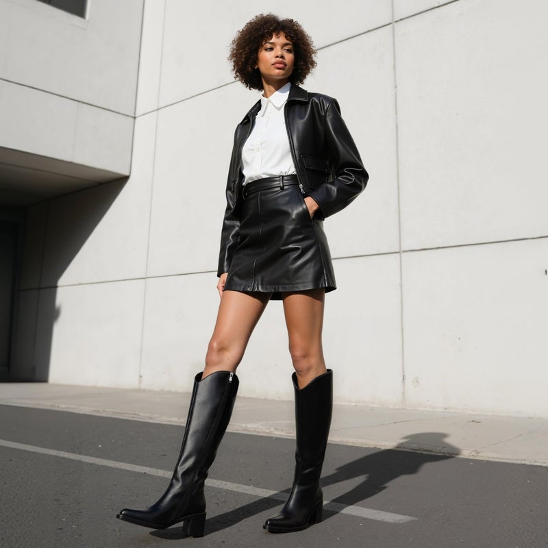 Modatope Women's Knee High Boots Pointed Toe Chunky Block Heel Tall Boots with Side Zipper Long Boot - Image 2