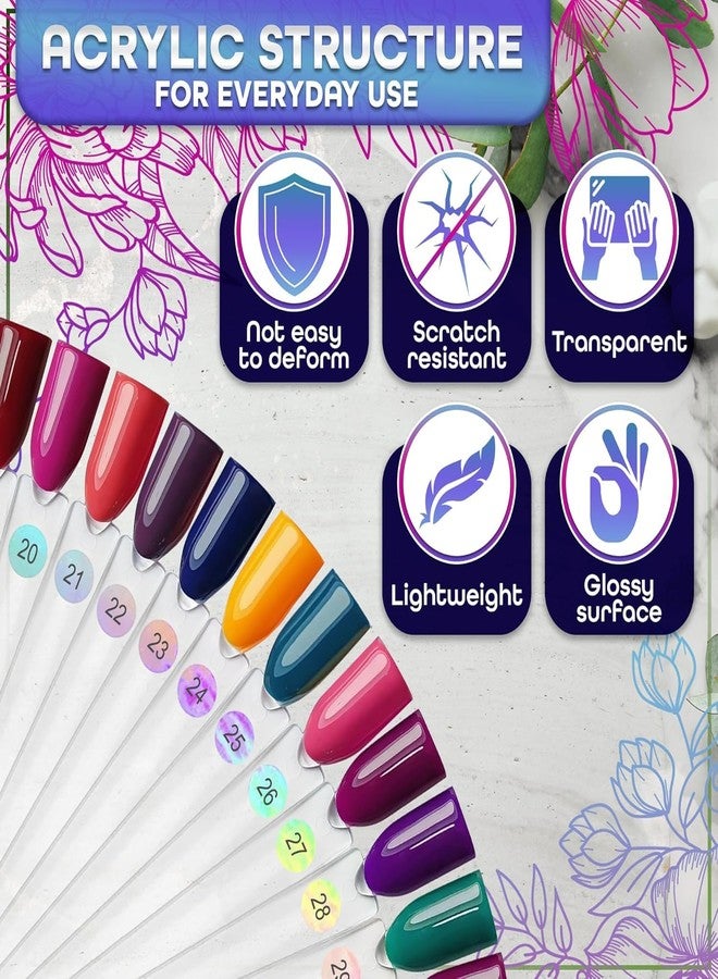 NOVSIX 50 Pcs Clear Nail Swatch Sticks - Transparent Acrylic Swatches for Gel Polish - Practical Tools for Color Matching with Numbered Tips & Metal Ring | Compatible with Accessories and Silk Nail Wrap - Image 3