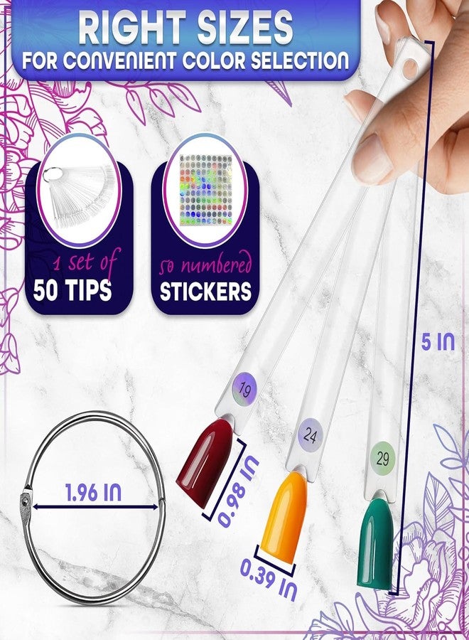 NOVSIX 50 Pcs Clear Nail Swatch Sticks - Transparent Acrylic Swatches for Gel Polish - Practical Tools for Color Matching with Numbered Tips & Metal Ring | Compatible with Accessories and Silk Nail Wrap - Image 2
