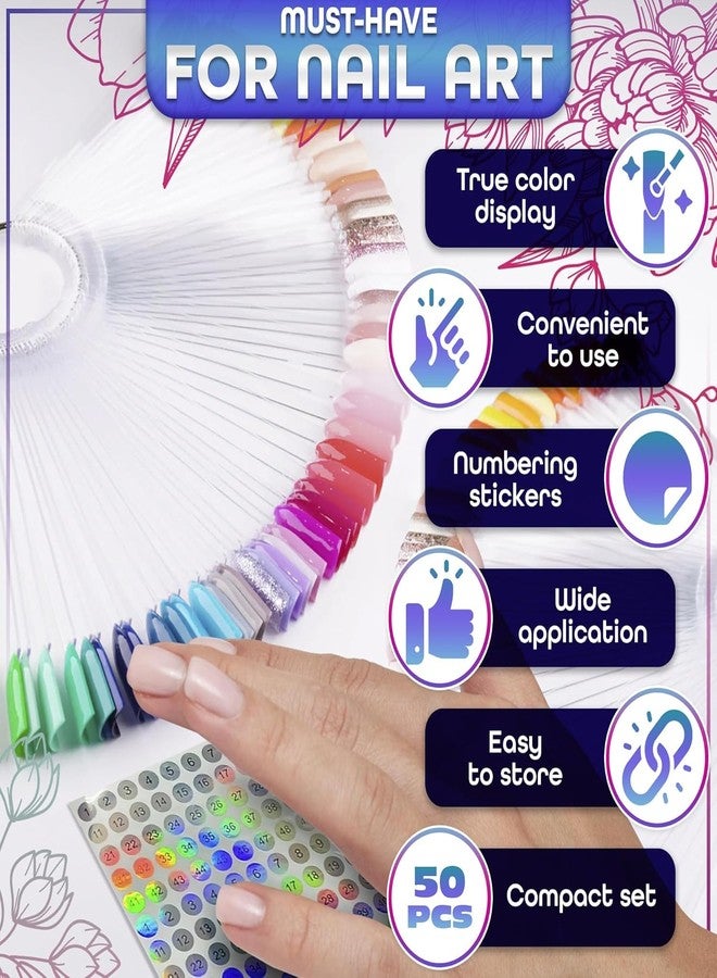 NOVSIX 50 Pcs Clear Nail Swatch Sticks - Transparent Acrylic Swatches for Gel Polish - Practical Tools for Color Matching with Numbered Tips & Metal Ring | Compatible with Accessories and Silk Nail Wrap - Image 4
