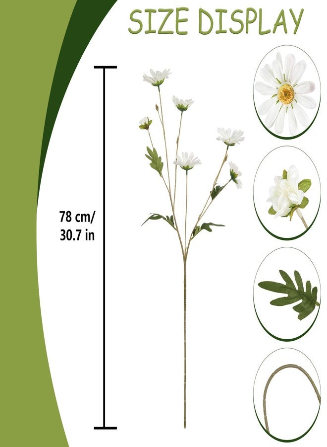 INSUNSIX White Artificial Daisy Flowers 6Pcs 29.52” Long Stem Faux Daisies 36 Heads Fake Wild Flowers for Tall Vase Living Room Bedroom Bridal Bouquets Table Centerpieces(White) - Image 2