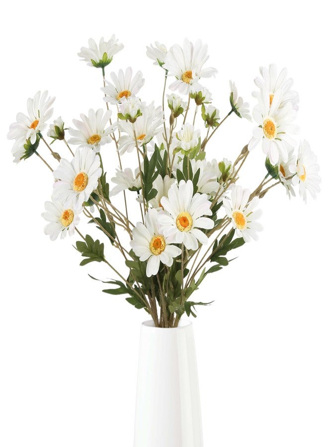 INSUNSIX White Artificial Daisy Flowers 6Pcs 29.52” Long Stem Faux Daisies 36 Heads Fake Wild Flowers for Tall Vase Living Room Bedroom Bridal Bouquets Table Centerpieces(White) - Image 1