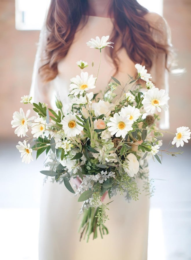 INSUNSIX White Artificial Daisy Flowers 6Pcs 29.52” Long Stem Faux Daisies 36 Heads Fake Wild Flowers for Tall Vase Living Room Bedroom Bridal Bouquets Table Centerpieces(White) - Image 5