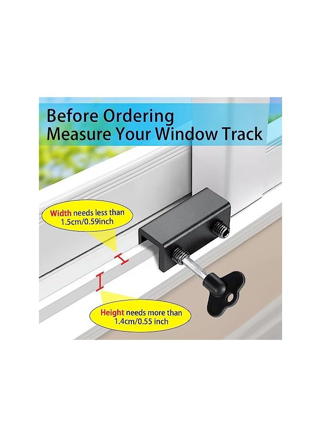 The Bros Sliding Window Locks with Key, 4 Sets Aluminum Sliding Security Window Locks, Adjustable Sliding Door Window Locks, Security Window Lock for Patio, Bedroom, Home and Office Windows (Black) - Image 3