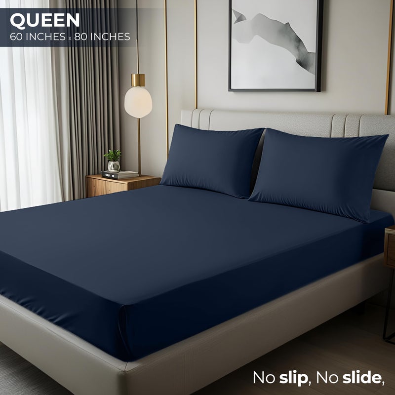 Utopia Bedding Queen Fitted Sheet - Bottom Sheet - Deep Pocket - Soft Microfiber - Shrinkage and Fade Resistant - Easy Care -1 Fitted Sheet Only (Navy) - Image 2