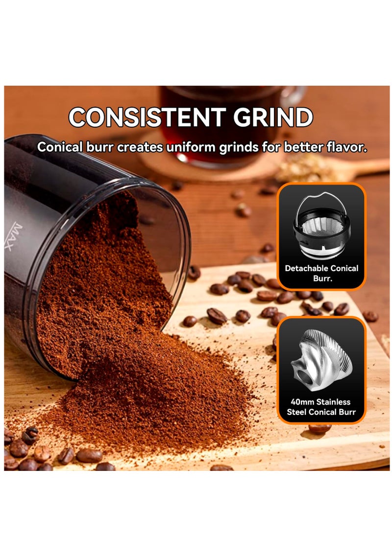 Excefore مطحنة قهوة كهربائية مع تحكم رقمي، مطحنة إسبريسو مع 31 إعداد دقيق لـ 1-10 أكواب، مطحنة قهوة كهربائية مع شاشة وقت، سوداء  - Image 2