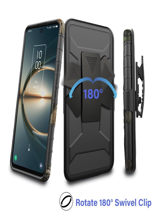 Ailiber for TCL 30V 5G Phone Case, TCL 30 V 5G(Verizon) Holster with Screen Protector, Swivel Belt Clip Holster with Kickstand, Heavy Duty Full Body Shockproof Protector Cover Case for TCL 30 V-Camo - Image 4